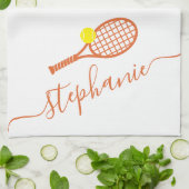 テニスクパーソナライズされたレーコートのスクリプト名 キッチンタオル (折り畳み)