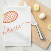 テニスクパーソナライズされたレーコートのスクリプト名 キッチンタオル (四つ折り)