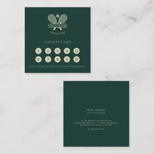 テニスクラブのメンバーエレガントー ロイヤリティカード (正面/裏面)