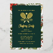 テニスクラブアニュアルクリスマスパーティー金ゴールド 箔招待状 (正面)