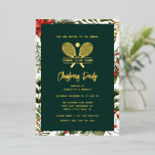 テニスクラブアニュアルクリスマスパーティー金ゴールド 箔招待状 (立ち正面)