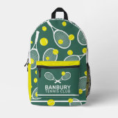 テニスクラブスポーツイエローグリーン白カスタム プリントバックパック (正面)