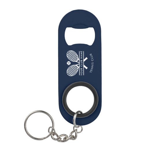 テニスクラブネームネイビーブルーチームキープサケカスタム キーホルダー栓抜き (正面)