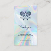 テニスクラブホログラフィックソーシャルメディアとウェブサイト 割引カード (正面)