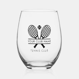 テニスクラブメンバーラケット柄キープキープサケ ステムなしワイングラス
