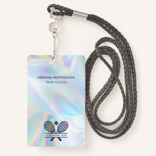 テニスクラブロゴホログラフィック従業員ID バッジ (裏面ランヤード)