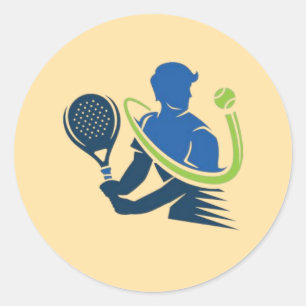 テニスクラブロゴ – 動的アクション、スポーティスタイル ラウンドシール