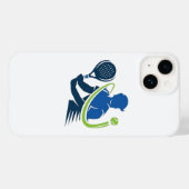 テニスクラブロゴ – 動的アクション、スポーティスタイル Case-Mate iPhoneケース (裏面 (横))
