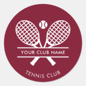 テニスクラブ名を任意の色Burgundyに追加 ラウンドシール (正面)