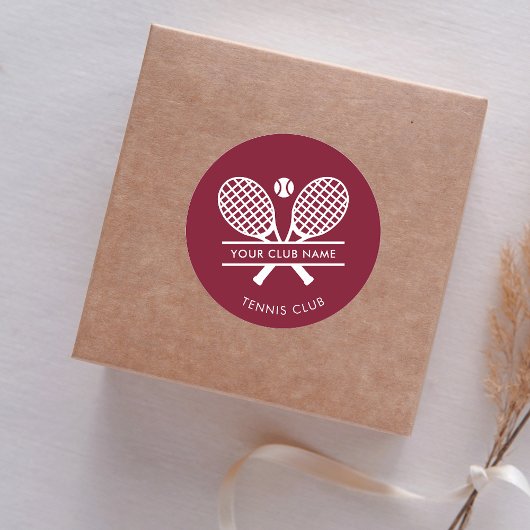 テニスクラブ名を任意の色Burgundyに追加 ラウンドシール