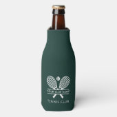 テニスクラブ名を追加チームカラーグリーンカスタム ボトルクーラー (ボトル正面)