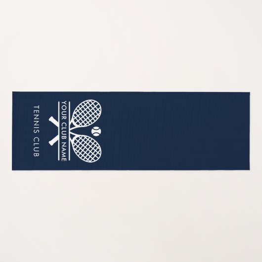 テニスクラブ名チームプレーヤーの追加ネイビーブルー ヨガマット (正面(横))