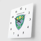 テニスクラブ用クロスされたテニスラケットの壁時計 スクエア壁時計 (傾斜)