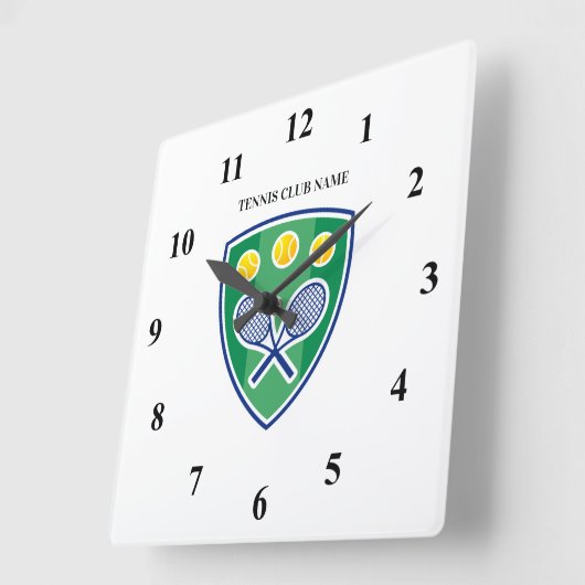テニスクラブ用クロスされたテニスラケットの壁時計 スクエア壁時計 (傾斜)