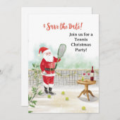 テニスクリスマスとサンタクロースのコート 招待状 (正面/裏面)