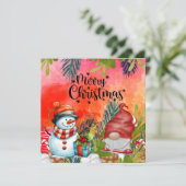 テニスクリスマスウィズサンタクロース雪だるま シーズンカード (スタンド正面)