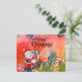 テニスクリスマスウィズサンタクロース雪だるま シーズンポストカード (スタンド正面)