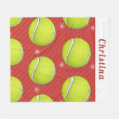 テニスクリスマスウィンタースタイルパーソナライズされたレッド フリースブランケット (正面(横))