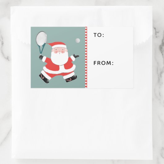 テニスクリスマスギフトタグ 長方形シール (バッグ)