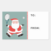 テニスクリスマスギフトタグ 長方形シール (正面)