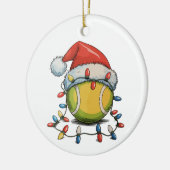 テニスクリスマスクリスマスライツサンタハットスポーツ セラミックオーナメント (左)