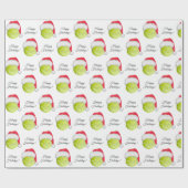 テニスクリスマスサンタボール&ハッピーホリデーズ文字 ラッピングペーパー (フラット)