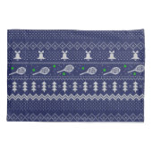 テニスクリスマスセーター編みパターンブルー 枕カバー (裏面)
