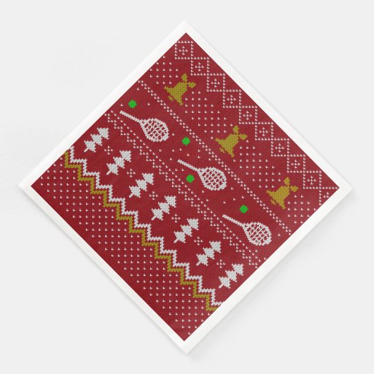 テニスクリスマスセーター編み模様レッドクリスマス (コーナー)