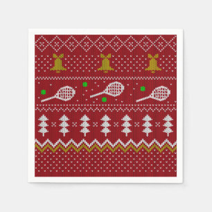 テニスクリスマスセーター編み模様レッドクリスマス スタンダードカクテルナプキン