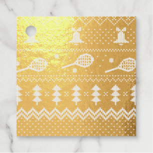 テニスクリスマスセーター編み模様レッドクリスマス フェイバータグ