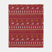 テニスクリスマスセーター編み模様レッドクリスマス フリースブランケット (正面)