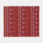 テニスクリスマスセーター編み模様レッドクリスマス フリースブランケット (正面(横))