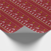 テニスクリスマスセーター編み模様レッドクリスマス ラッピングペーパー (角)