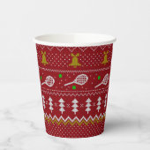 テニスクリスマスセーター編み模様レッドクリスマス 紙コップ (左)