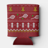 テニスクリスマスセーター編み模様レッドクリスマス 缶クーラー (裏面)