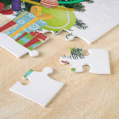 テニスクリスマスツリーテニスプレーヤーテニスコート ジグソーパズル (側面)