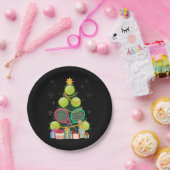 テニスクリスマスツリーテニスプレーヤーテニスコート ペーパープレート (パーティー)