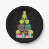 テニスクリスマスツリーテニスプレーヤーテニスコート ペーパープレート (正面)