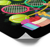 テニスクリスマスツリーテニスプレーヤーテニスコート ポスター (角)