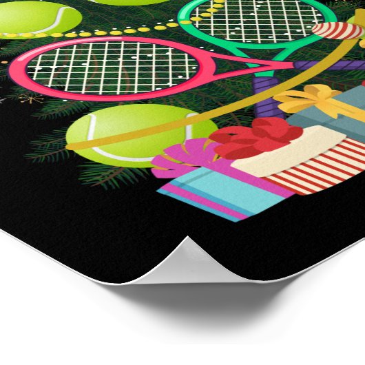 テニスクリスマスツリーテニスプレーヤーテニスコート ポスター (角)