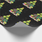 テニスクリスマスツリーテニスプレーヤーテニスコート ラッピングペーパー (角)