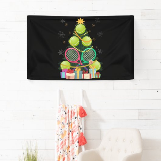 テニスクリスマスツリーテニスプレーヤーテニスコート 横断幕 (インサイチュ)
