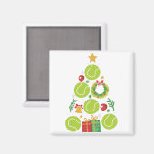 テニスクリスマスツリー クリスマススポーツギフト| マグネット (正面/裏面)