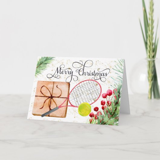 テニスクリスマステニスボールラケットの水色 シーズンカード (正面)