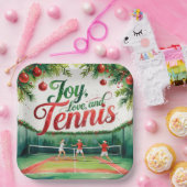 テニスクリスマステーマのジョーラブテニスパーティー ペーパープレート (パーティー)