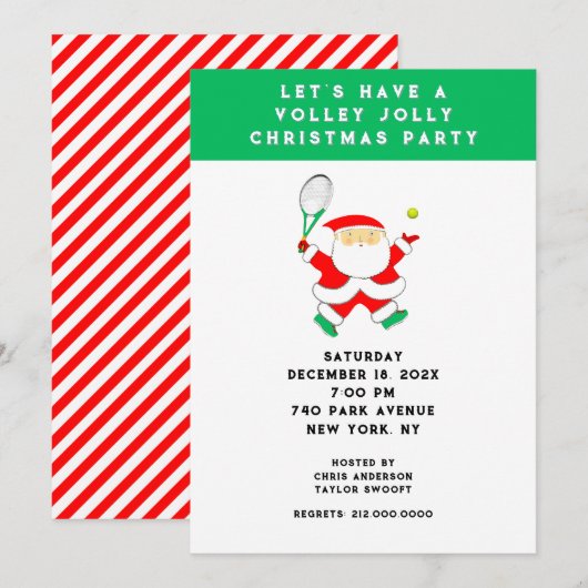 テニスクリスマスパーティーの招待状 招待状 (正面/裏面)
