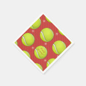 テニスクリスマスパーティーレッドフェスティバルボール&スノー スタンダードカクテルナプキン (角)