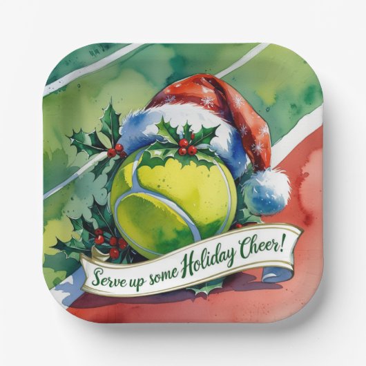 テニスクリスマスフェスティバルボール ペーパープレート (正面)