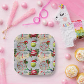 テニスクリスマスフェスティバルラケットとボール ペーパープレート (パーティー)