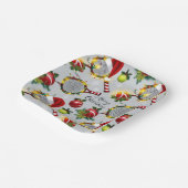 テニスクリスマスフェスティバルラケットとボール ペーパープレート (傾斜あり)